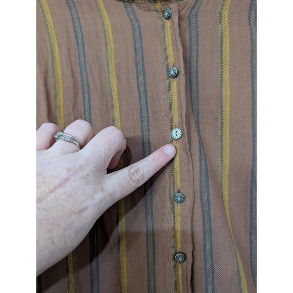 Aratta Silent Journey Boho Striped Floral Scarf Sleeve Blouse S Colorful - Picture 4 of 14